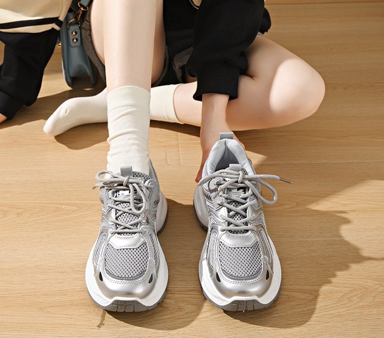 Mesh Panel Sneakers Platform