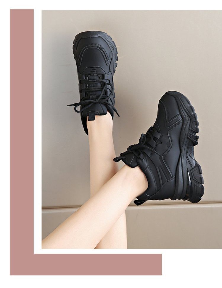 Wedge Platform Sneakers Panel Hidden