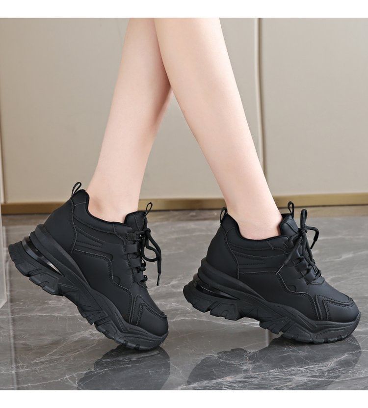 Wedge Platform Sneakers Panel Hidden