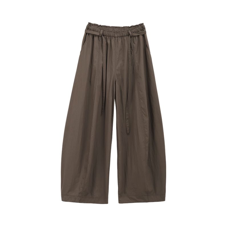 Elastic Waist Plain Baggy Cargo Pants