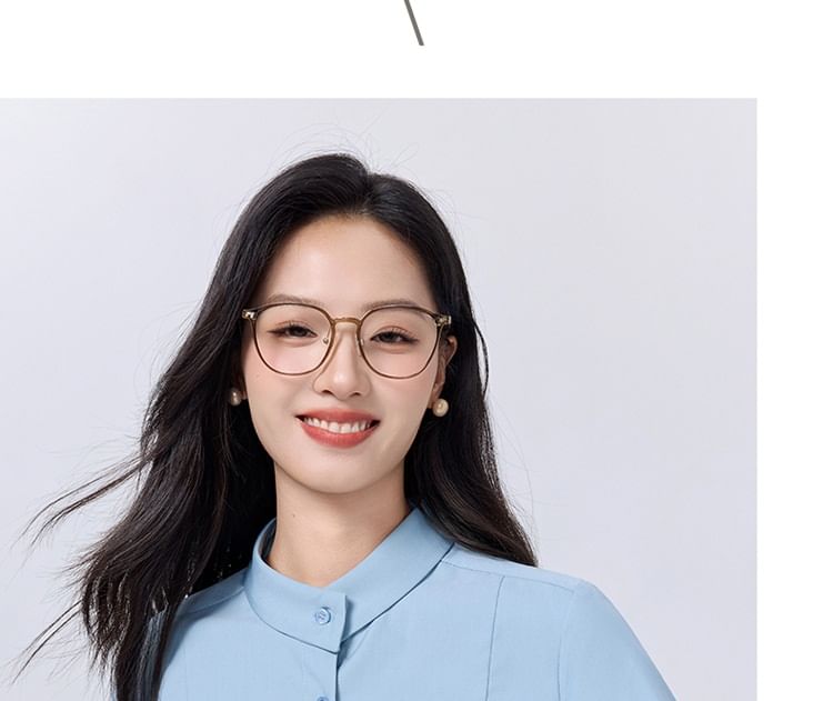 Plain Band-Collar Long-Sleeved Shirt