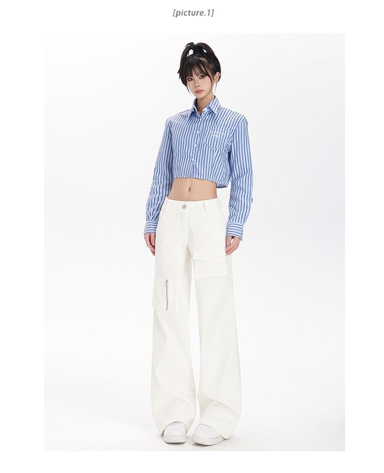 Mid Waist Plain Loose Fit Cargo Pants (Various Designs)