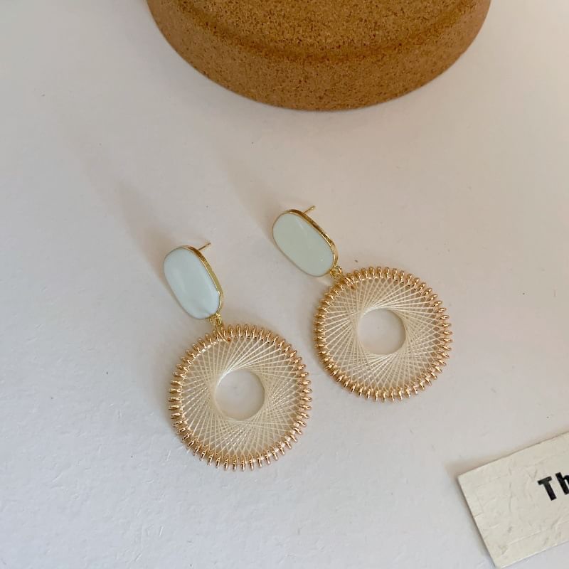 Woven Disc Earring Alloy Drop