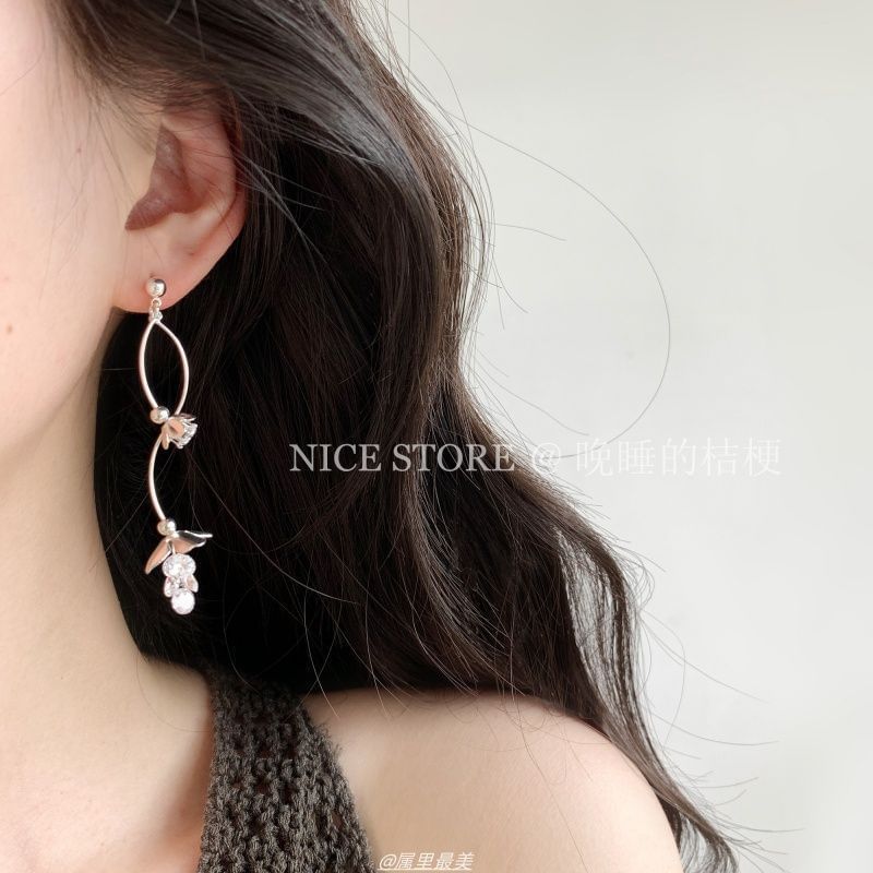 Dangle Earring Rhinestone Alloy Floral