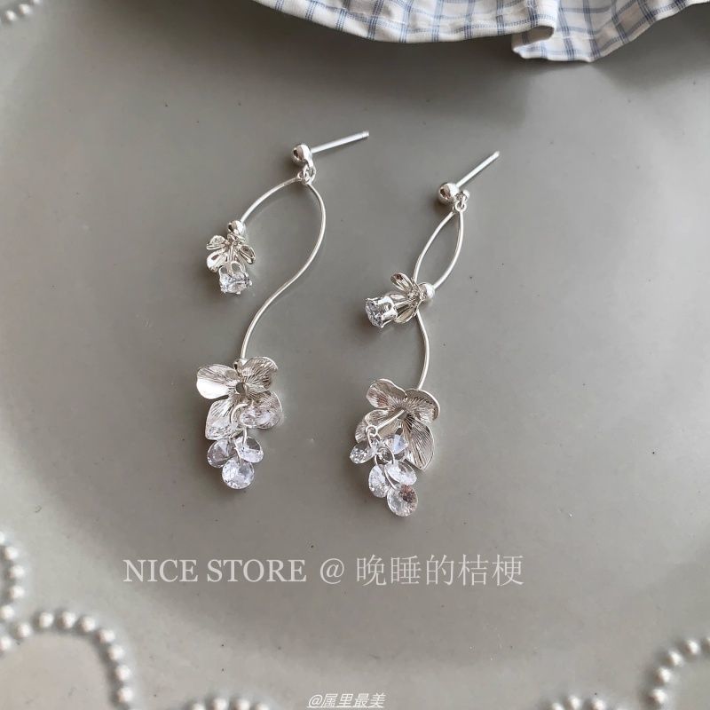 Dangle Earring Rhinestone Alloy Floral