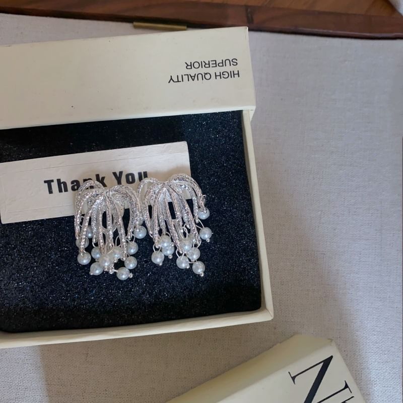 Earring Fringed Faux Alloy Firework Pearl