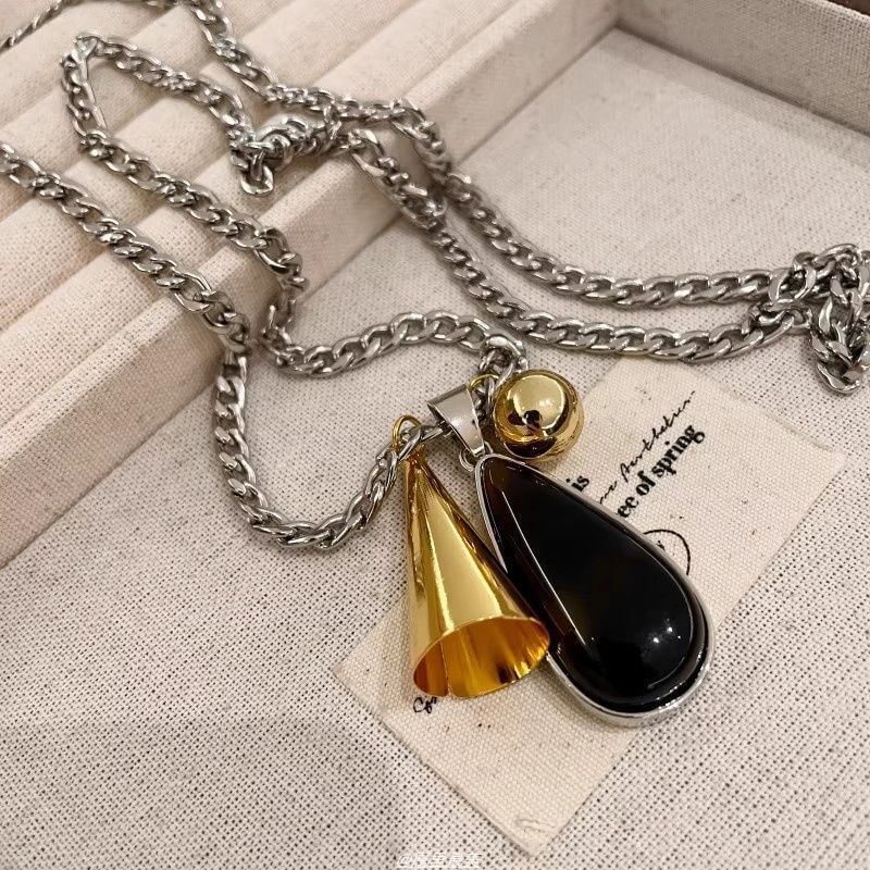 Resin Chain Cuban Droplet Pendant Necklace
