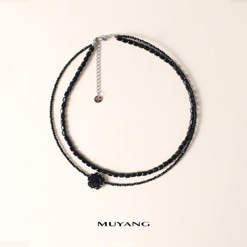 Bead Faux Gemstone Layered Choker