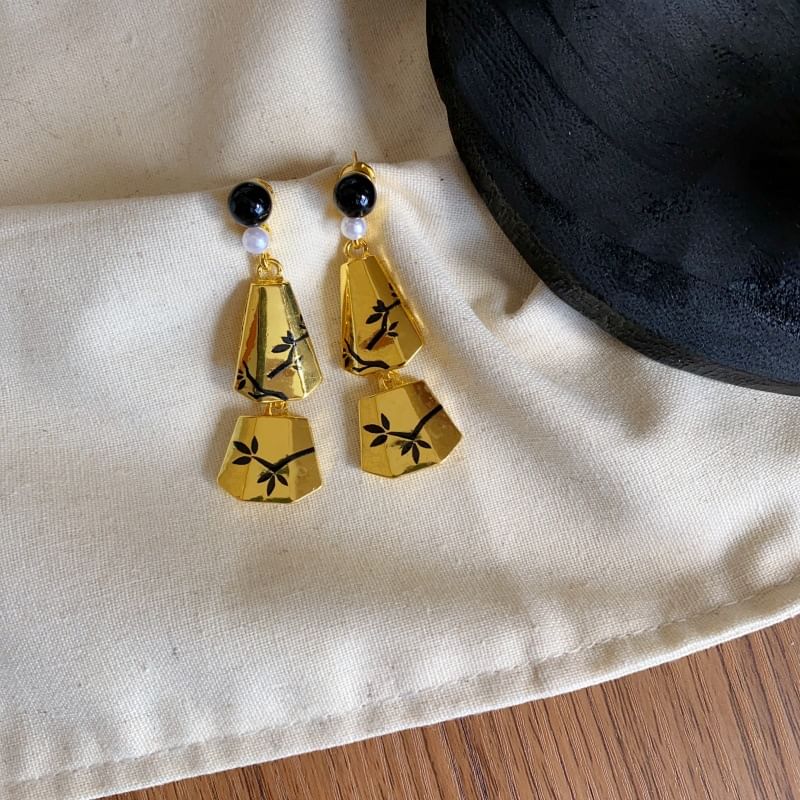 Pearl Earring Branches Alloy Dangle Faux Geometric