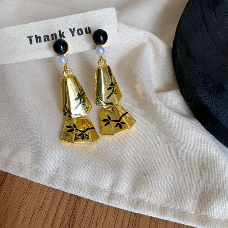 Pearl Earring Branches Alloy Dangle Faux Geometric