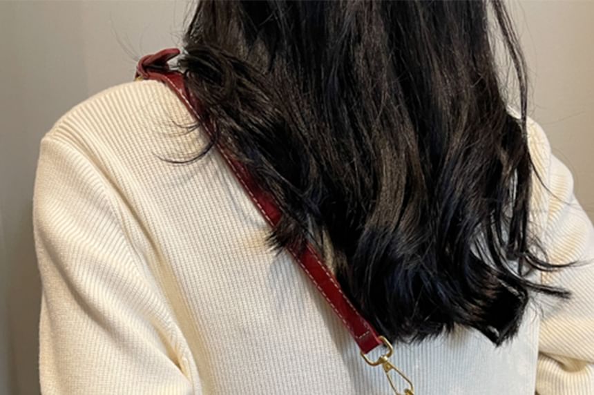 Crossbody Buckled Bag Faux Flap Leather