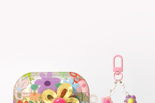 Floral Apple AirPods / Pro Earphone Case Skin with Charm / Strap