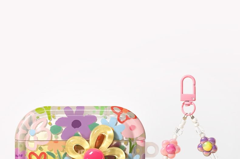 Floral Apple AirPods / Pro Earphone Case Skin with Charm / Strap