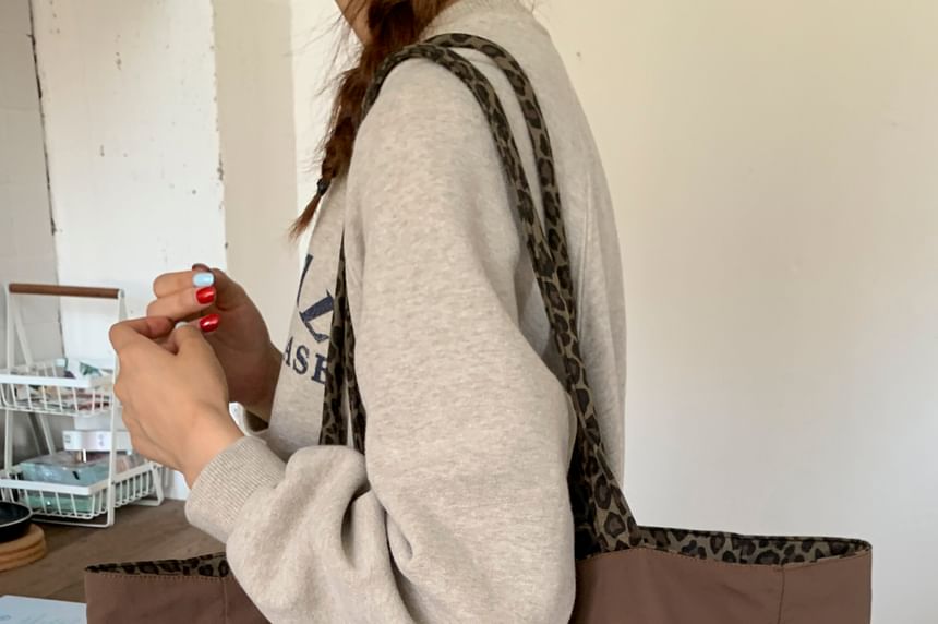 Tote Print Panel Leopard Bag