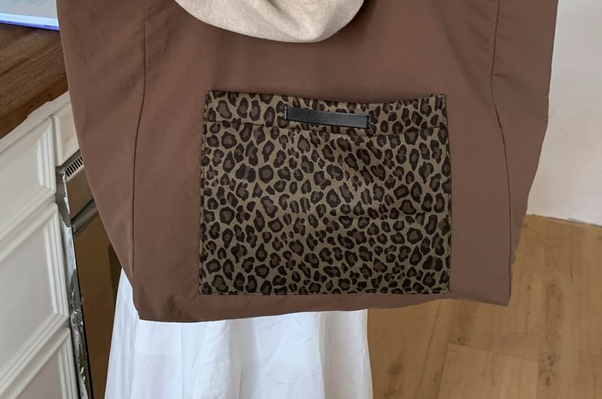 Tote Print Panel Leopard Bag