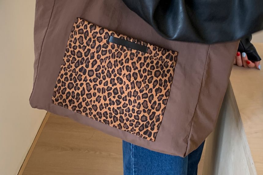 Tote Print Panel Leopard Bag