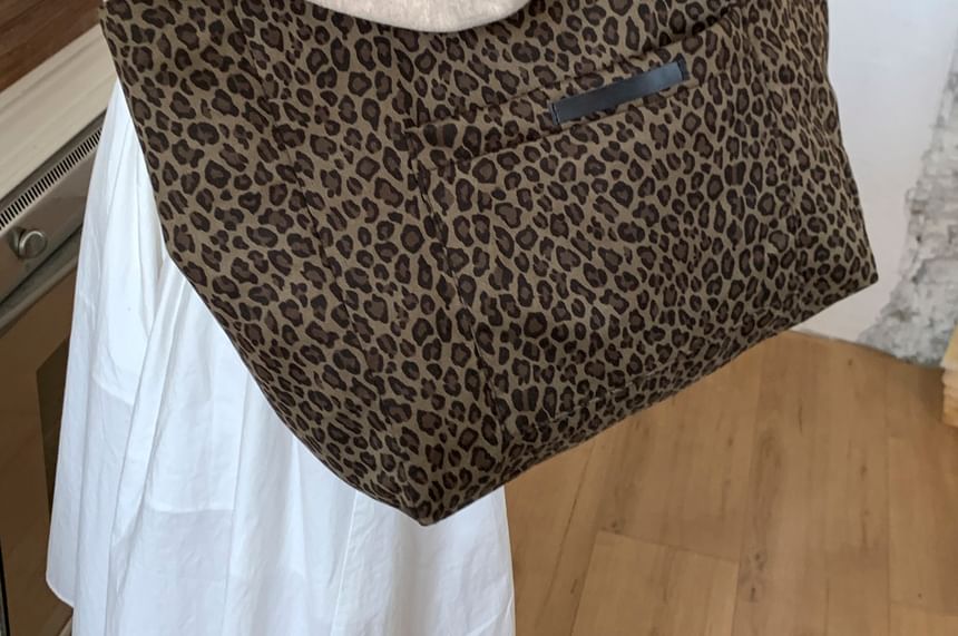 Tote Print Panel Leopard Bag