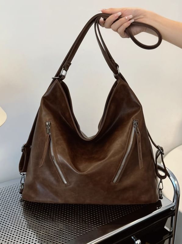 Backpack Leather Tote Faux Zip
