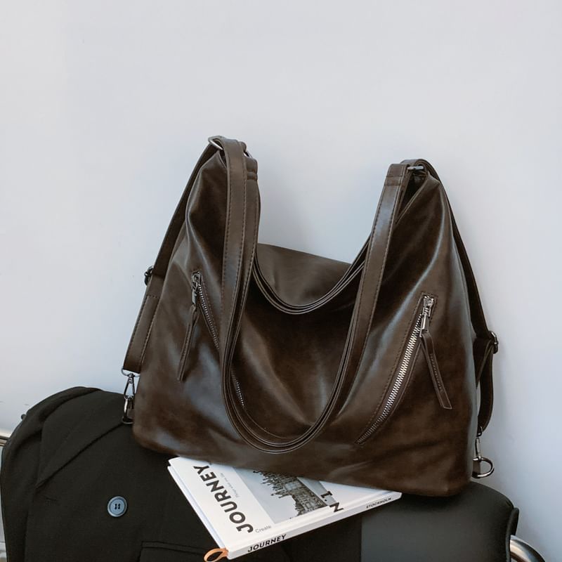 Backpack Leather Tote Faux Zip