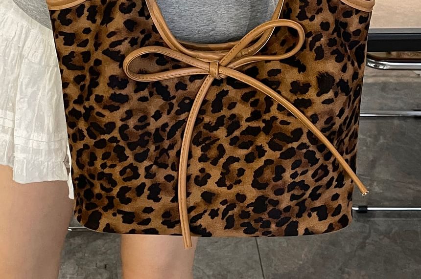 Bag Bow Leopard Print Tote
