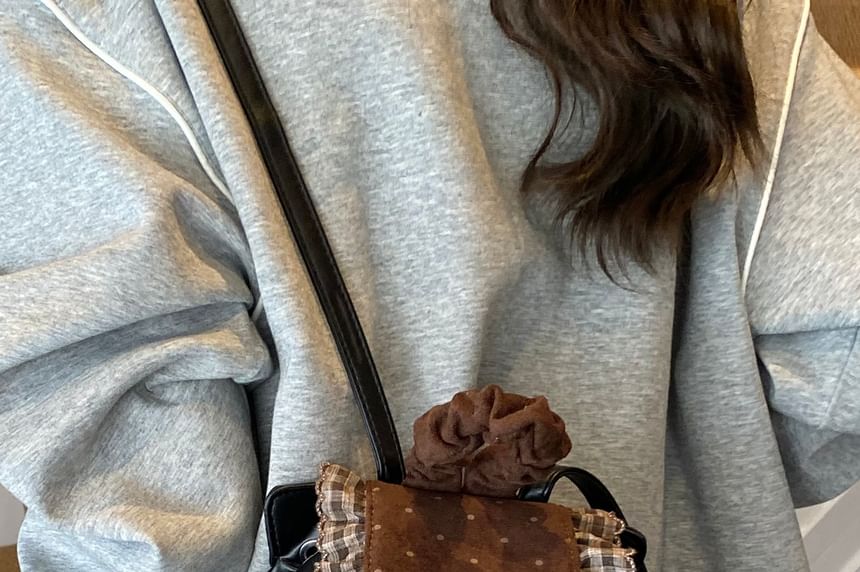 Dotted Small Backpack Ruffle Floral Panel