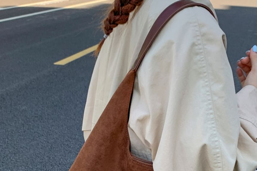 Suede Faux Bag With Pouch Tote