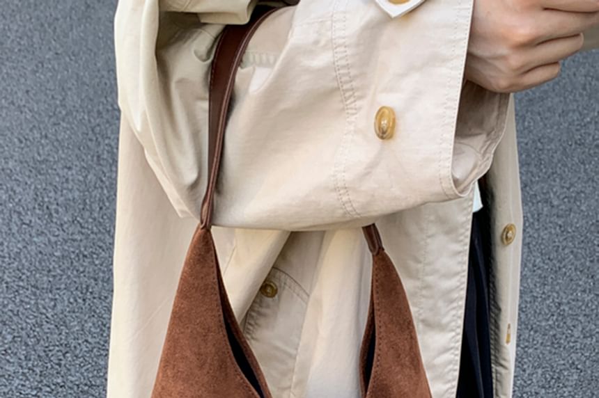 Suede Faux Bag With Pouch Tote