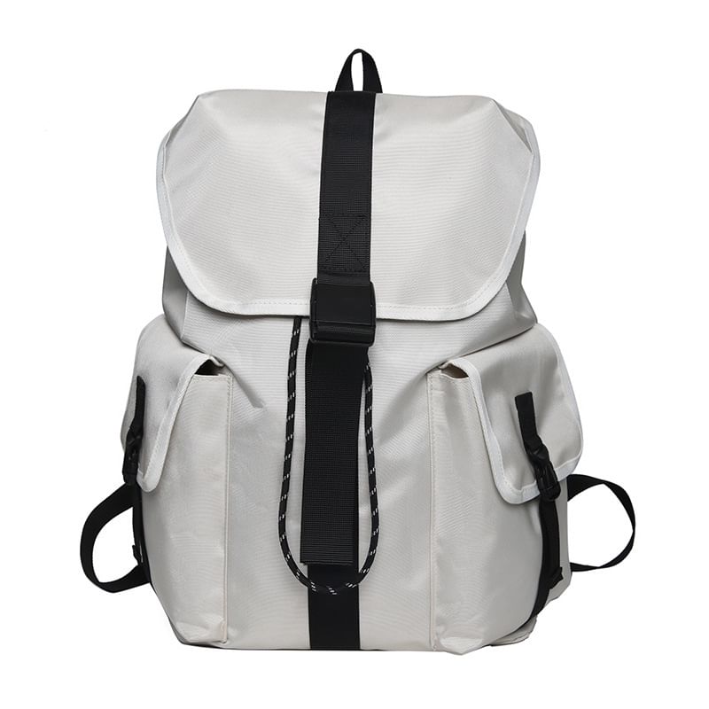 Nylon Drawstring Unisex Backpack Buckled Plain