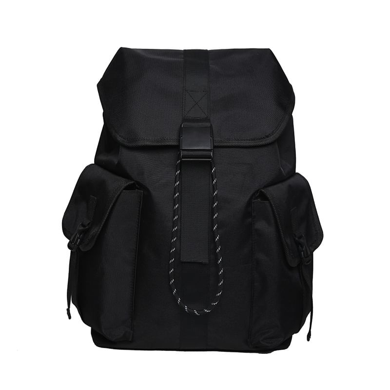 Nylon Drawstring Unisex Backpack Buckled Plain