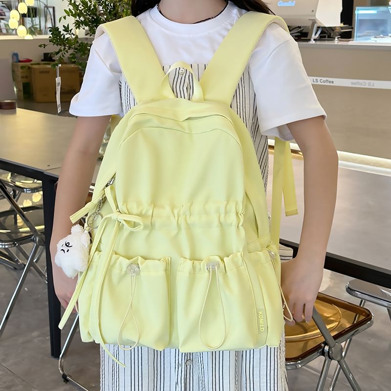 Nylon Bow Drawstring Plain Backpack