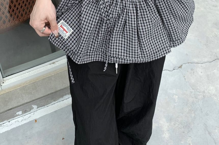 Striped and Plaid Overlay Mini Skirt