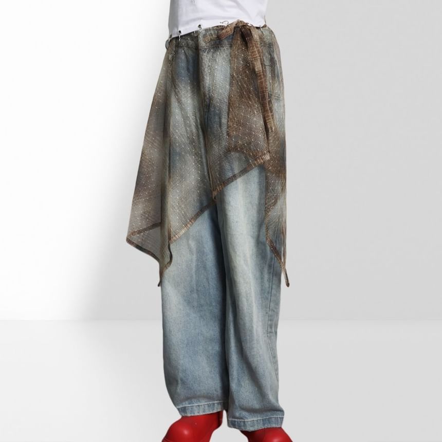 Tie-Dye Sheer Overlay Skirt