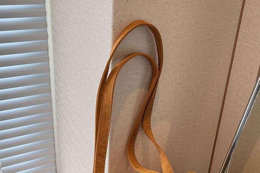 Plain Suede Tote Drawstring Bag Faux