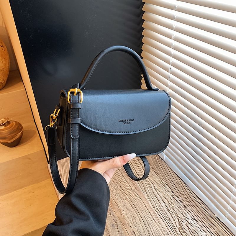 Bag Plain Top Crossbody Leather Handle Flap Faux