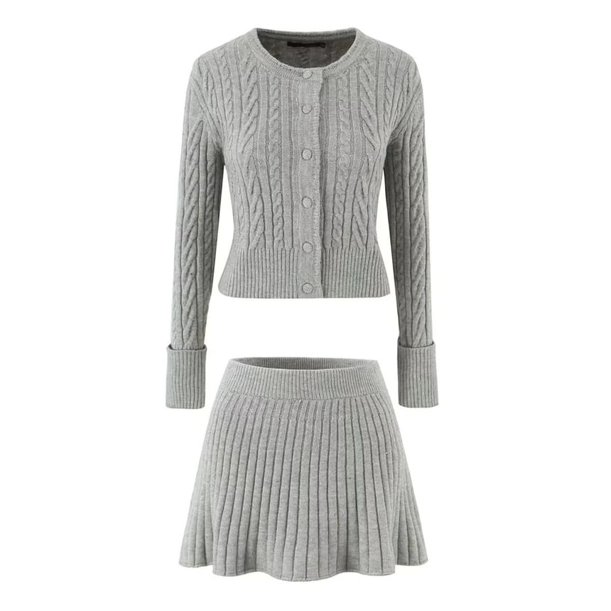 Ribbed Knit Mini A-Line Skirt - High Waist