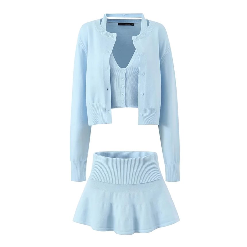 High-Waist Knit A-Line Mini Skirt
