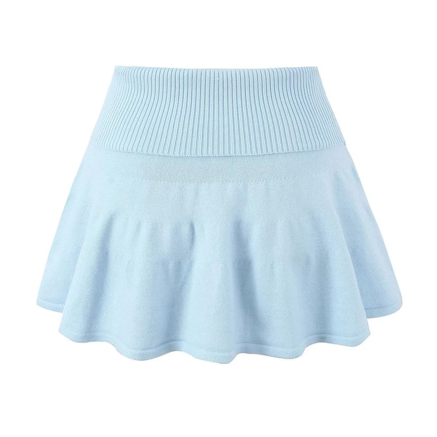 High-Waist Knit A-Line Mini Skirt