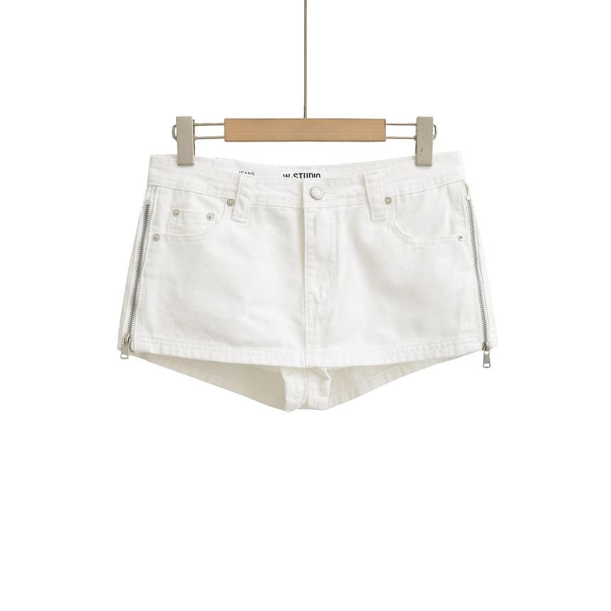 Mid Rise Washed Mini Denim Skort