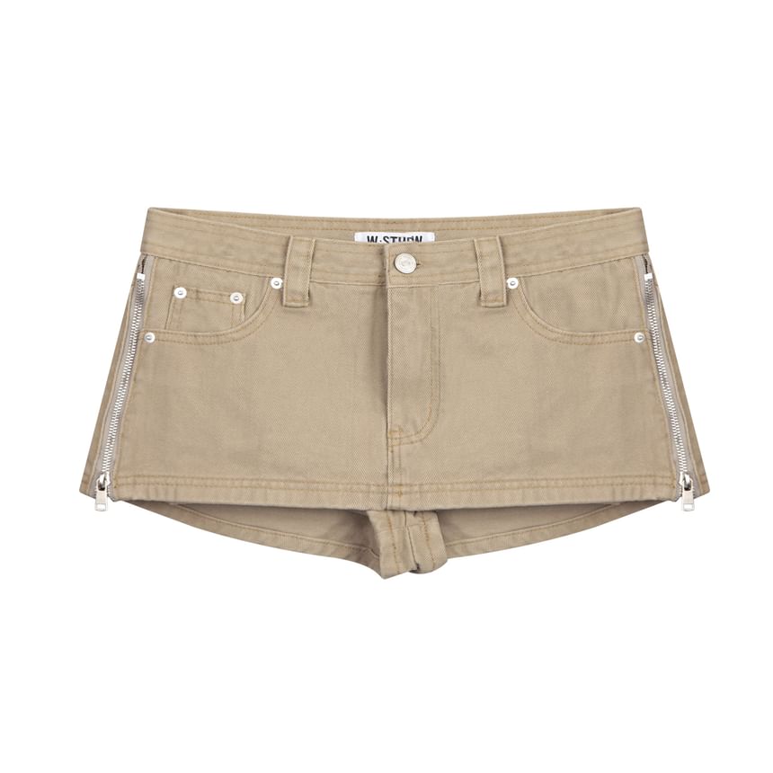 Mid Rise Washed Mini Denim Skort