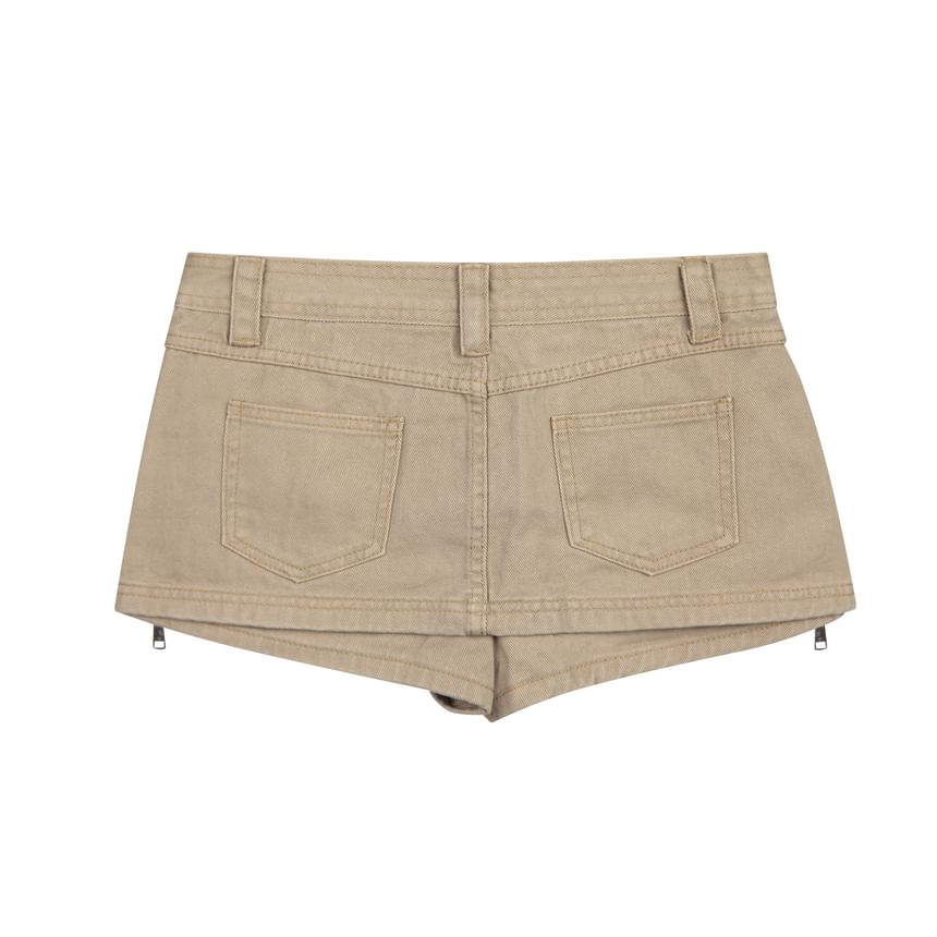 Mid Rise Washed Mini Denim Skort