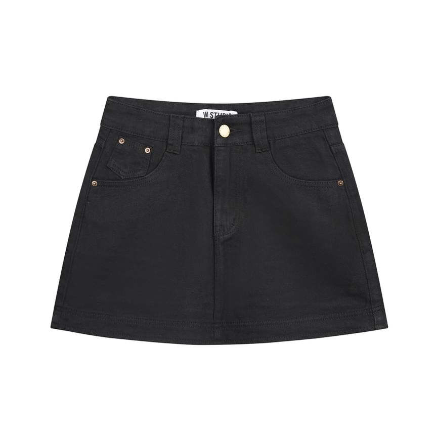 Denim Mini A-Line Skirt - High Rise
