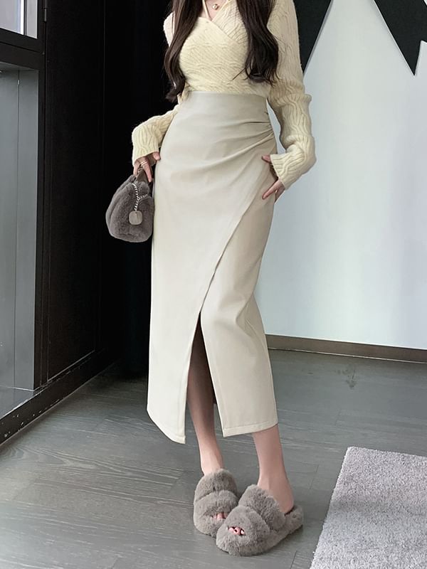 Plain Midi Skirt - High Waist