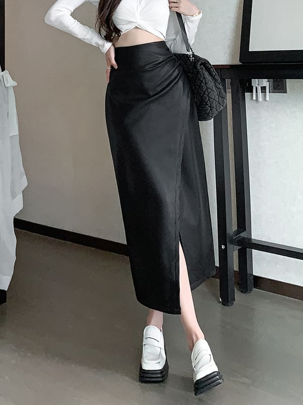 Plain Midi Skirt - High Waist