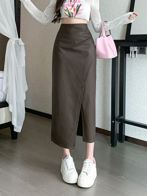 Plain Midi Skirt - High Waist