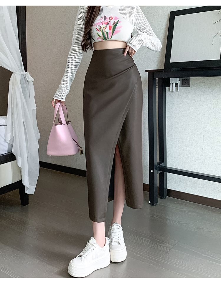 Plain Midi Skirt - High Waist