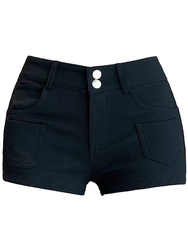 Low Rise Plain Denim Hot Pants