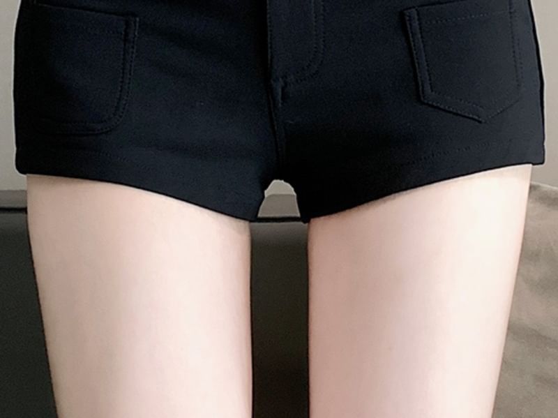 Low Rise Plain Denim Hot Pants