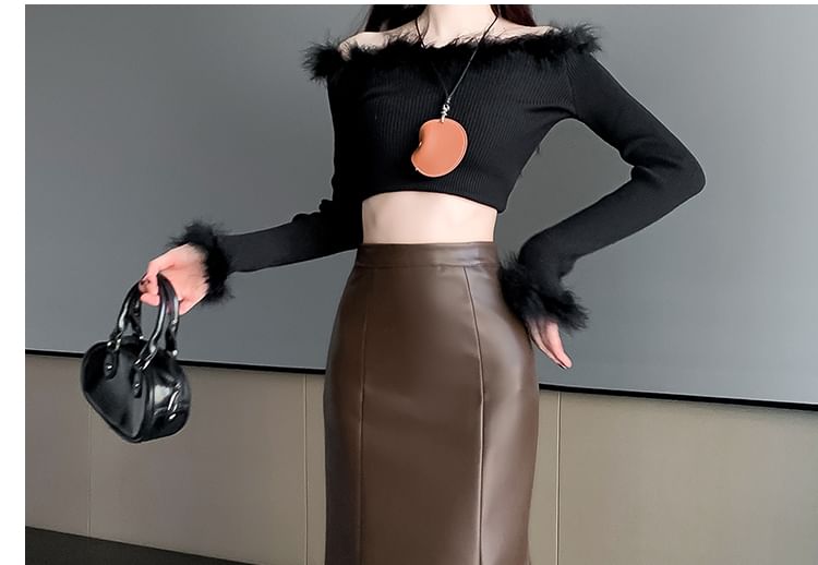 Faux Leather Mermaid Maxi Skirt - High Waist