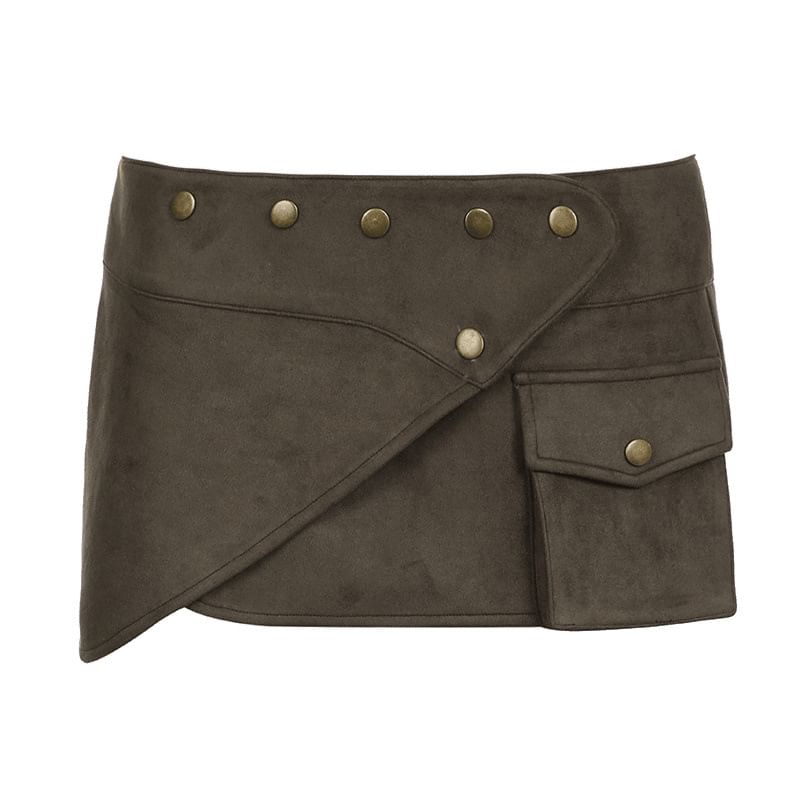 Low-Rise Pocket Detail Asymmetrical Mini Pencil Skirt