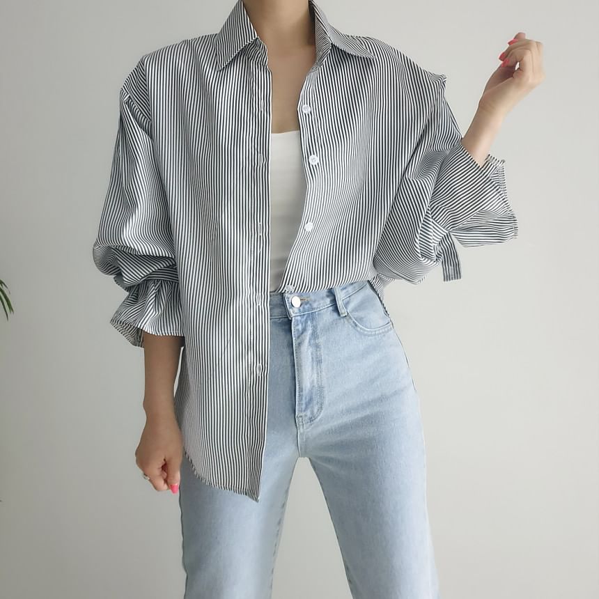 Striped Drop-Shoulder Sleeved Shirt